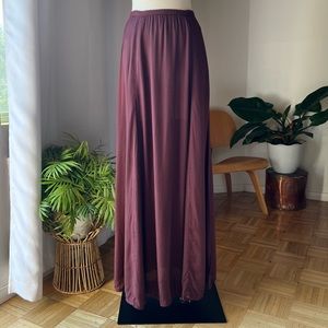 Y2k vintage Chan Luu Plum Colored Sheer Pleated Flowy Maxi Skirt